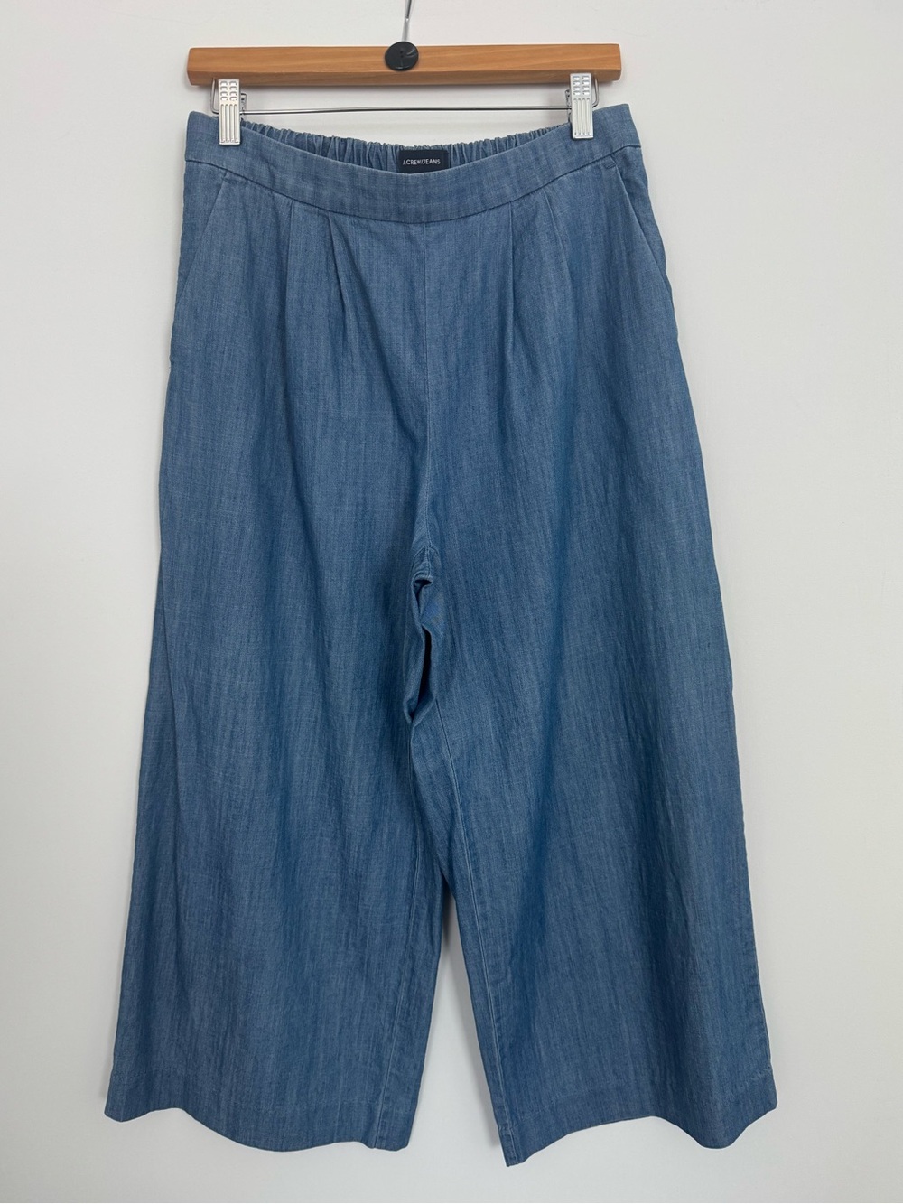 J.Crew High Waist Wide Leg Cropped Chambray Pants / Blue Pull On / 4 - Picture 2 of 5